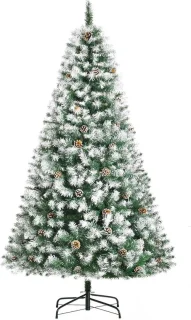Kunstkerstboom decoratieboom sneeuw 180 cm groen-wit
