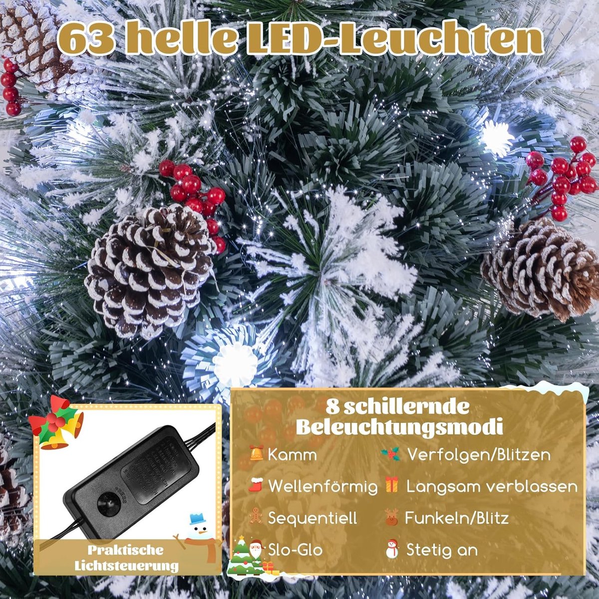 Kunstkerstboom Dennenboom 180 cm Groen Wit Sneeuweffect