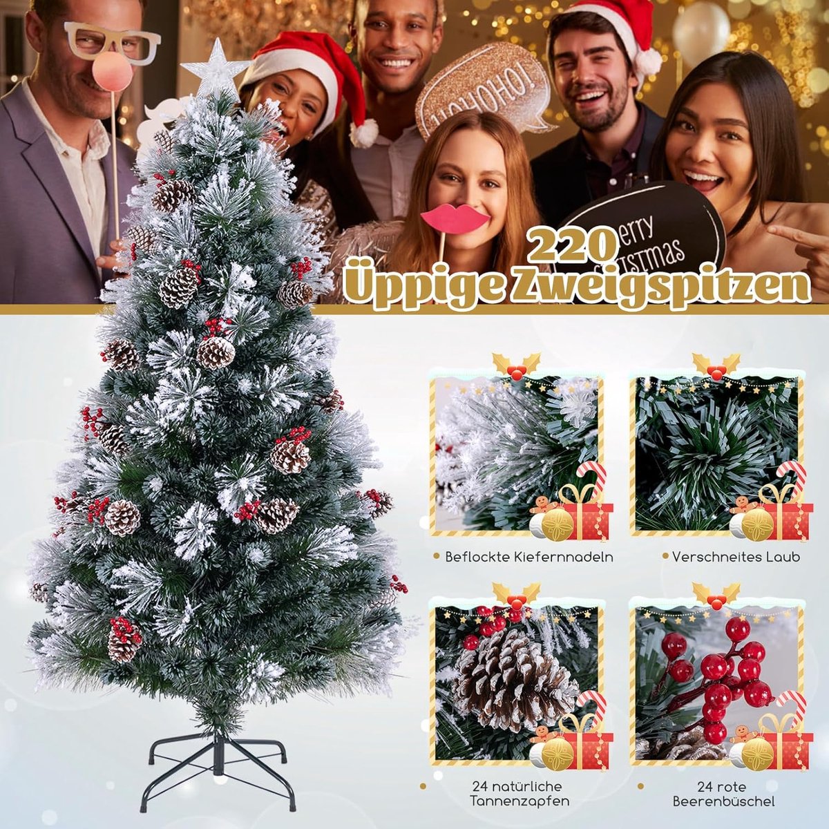 Kunstkerstboom Dennenboom 180 cm Groen Wit Sneeuweffect