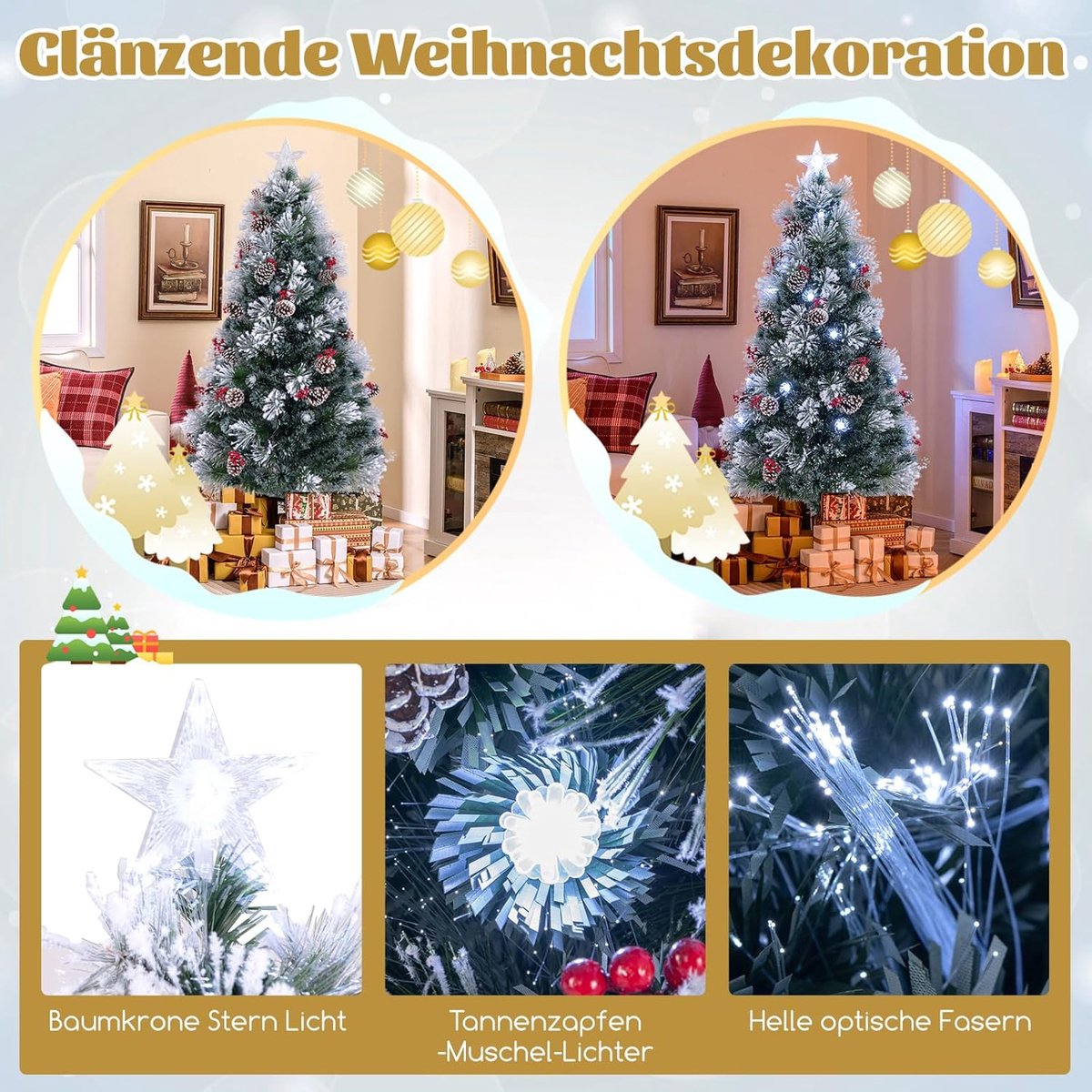 Kunstkerstboom Dennenboom 180 cm Groen Wit Sneeuweffect