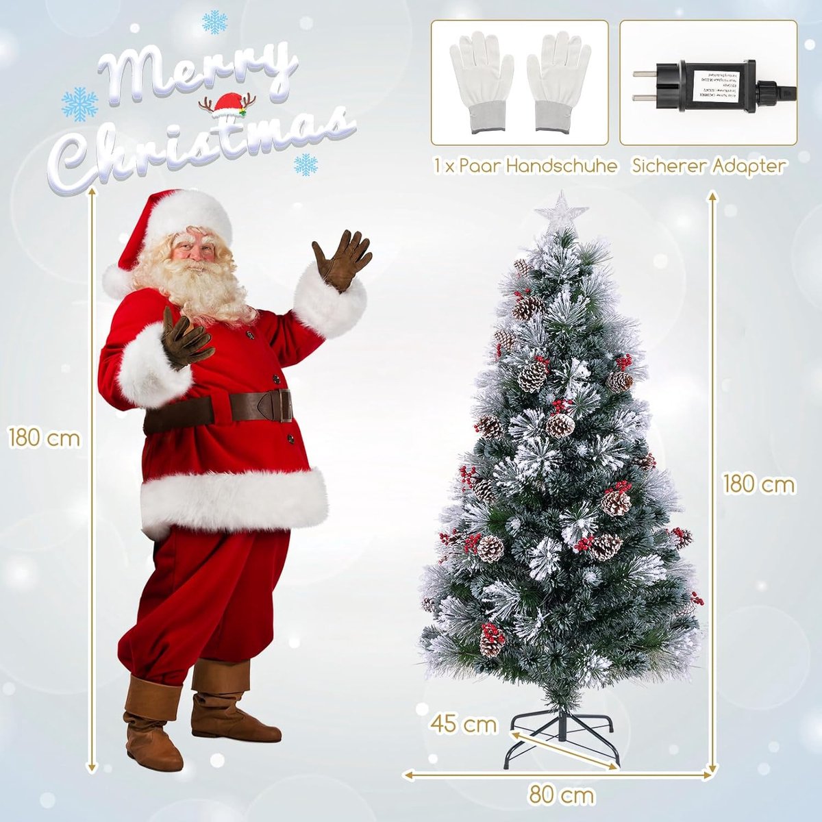 Kunstkerstboom Dennenboom 180 cm Groen Wit Sneeuweffect