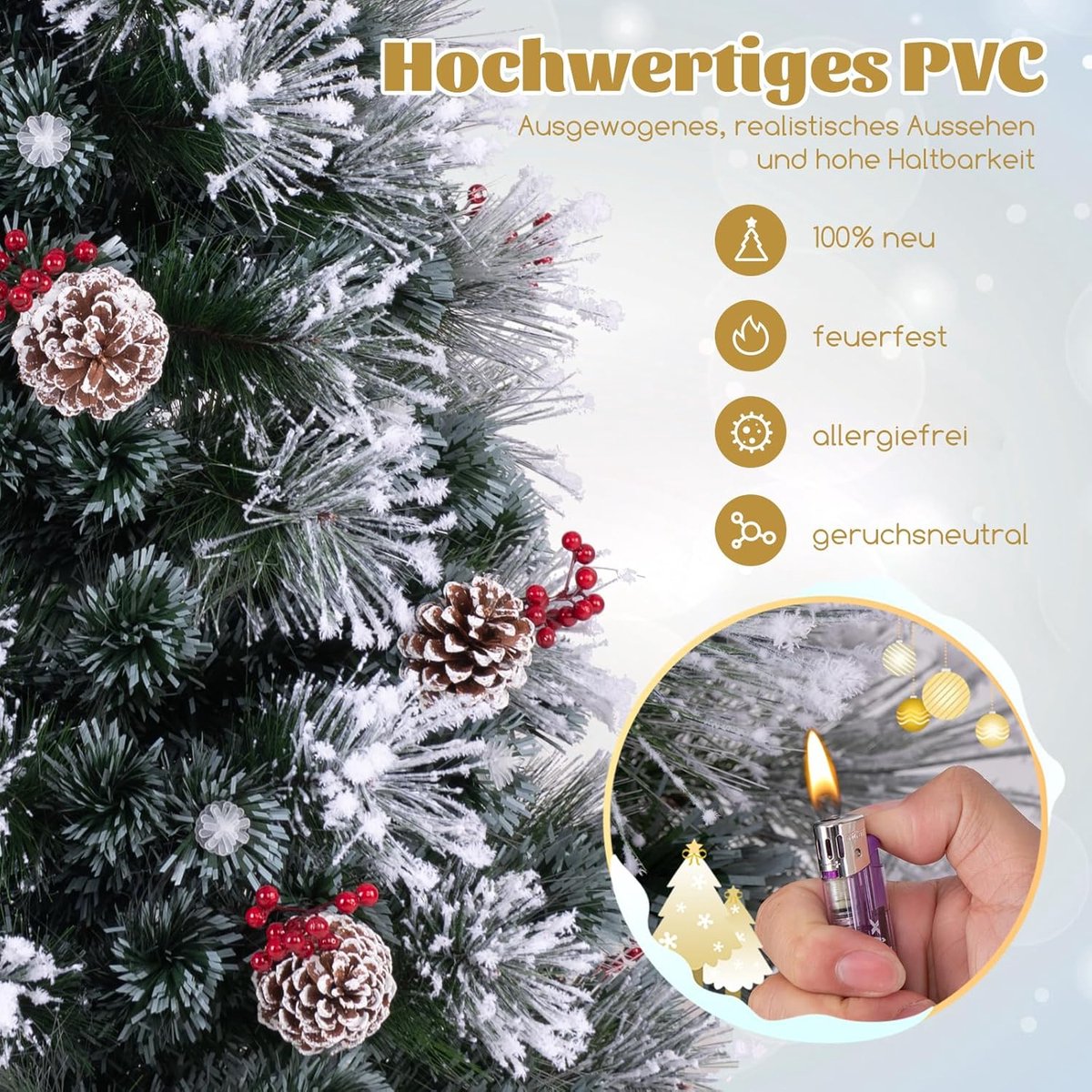 Kunstkerstboom Dennenboom 180 cm Groen Wit Sneeuweffect