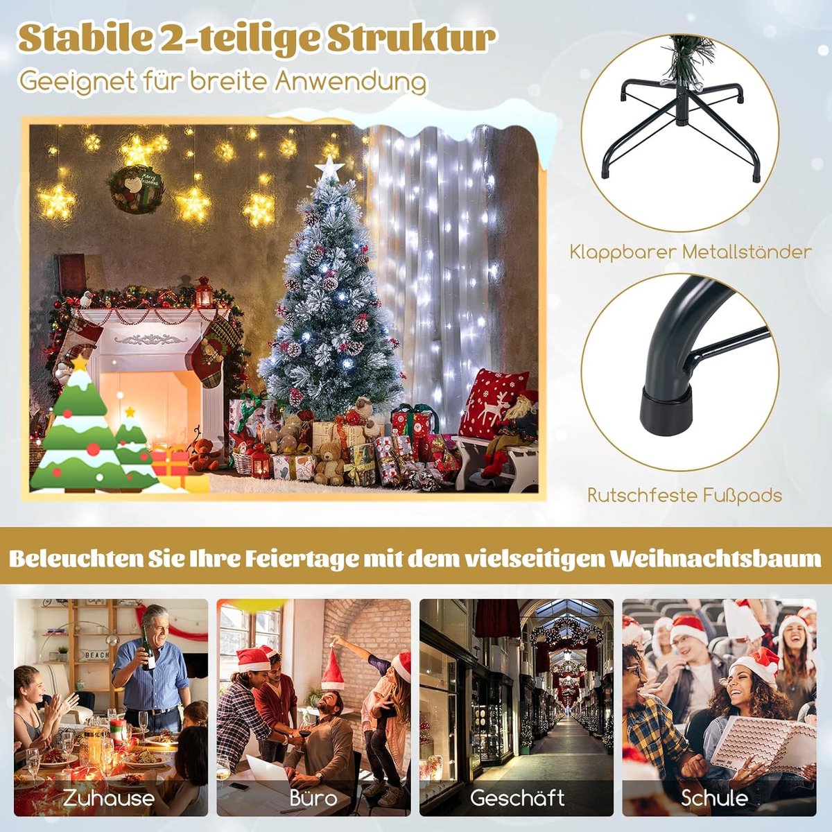 Kunstkerstboom Dennenboom 180 cm Groen Wit Sneeuweffect