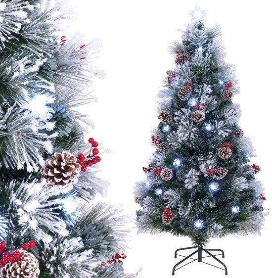 Kunstkerstboom Dennenboom 180 cm Groen Wit Sneeuweffect