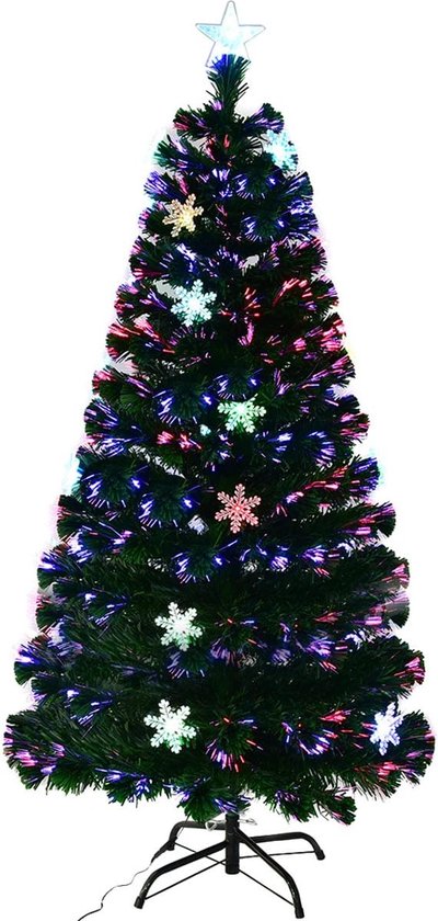 kunstkerstboom dennenboom 210 cm groen led glasvezel met metalen standaard