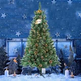 Kunstkerstboom Dennenboom 210 cm Wit/Groen