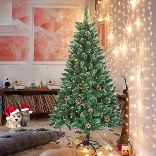 Kunstkerstboom Dennenboom 210 cm Wit/Groen