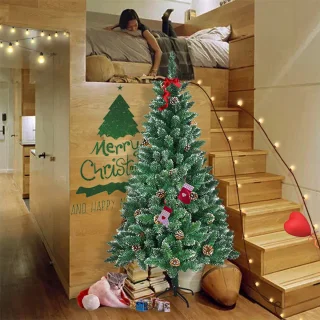 Kunstkerstboom Dennenboom 210 cm Wit/Groen