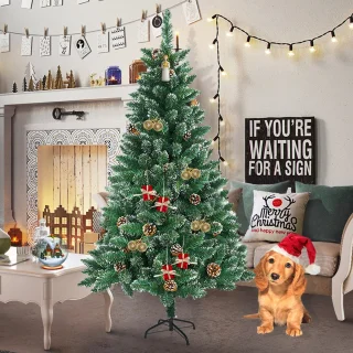 Kunstkerstboom Dennenboom 210 cm Wit/Groen