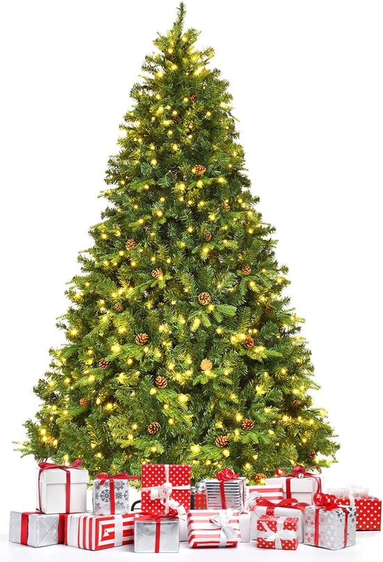 Kunstkerstboom Dennenboom 225 cm met Klapsysteem en Metalen Standaard LED