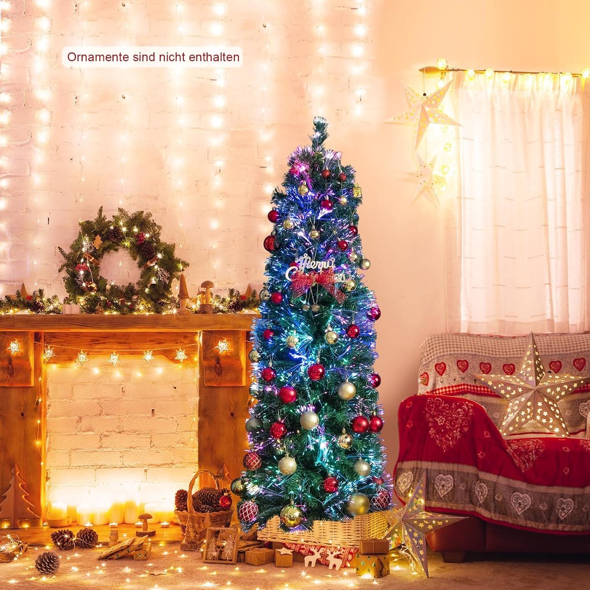 Kunstkerstboom Dennenboom Glasvezel 361 Takkken Metalen Standaard