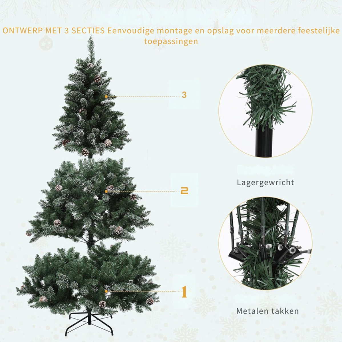 Kunstkerstboom Dennenboom met Stalen Stand 182x105 cm