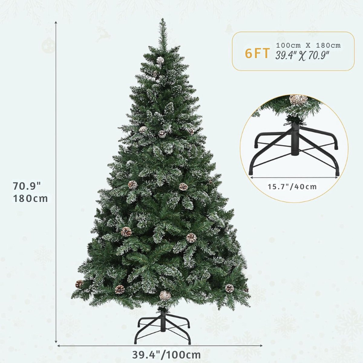 Kunstkerstboom Dennenboom met Stalen Stand 182x105 cm