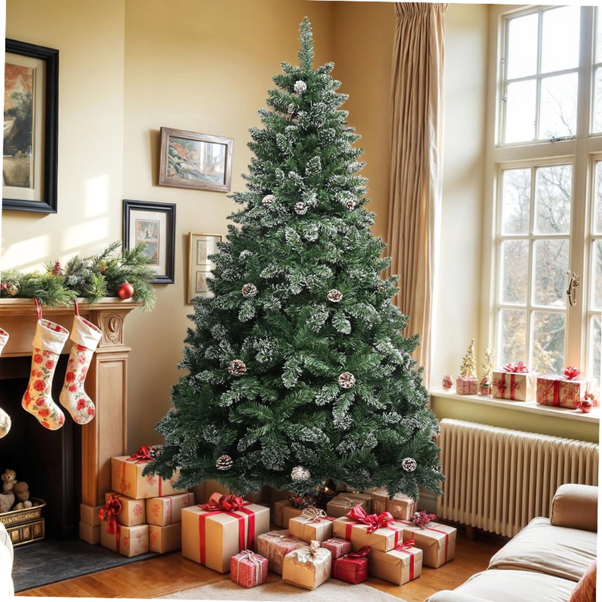 Kunstkerstboom Dennenboom met Stalen Stand 182x105 cm