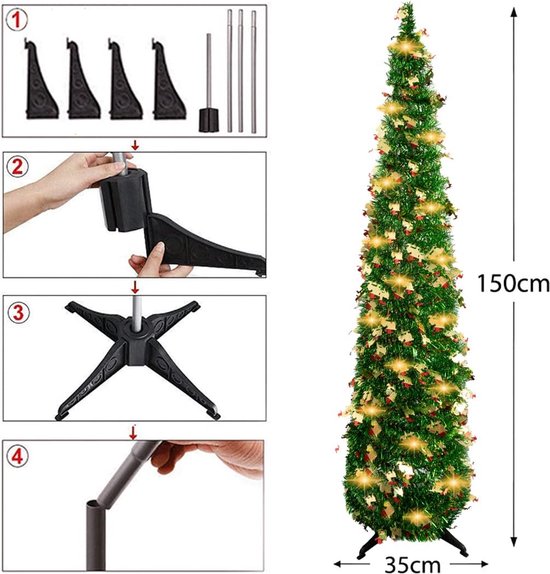 Kunstkerstboom Donkergroen 150 cm Pop-up Lametta