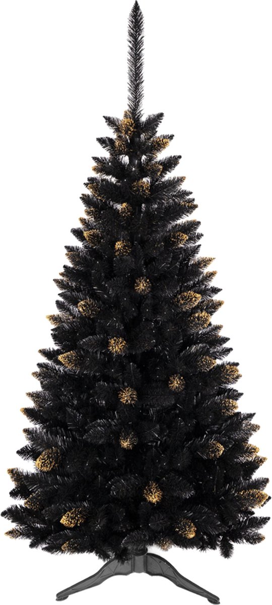 Kunstkerstboom Ghanese spar PVC zwart goud 120 cm