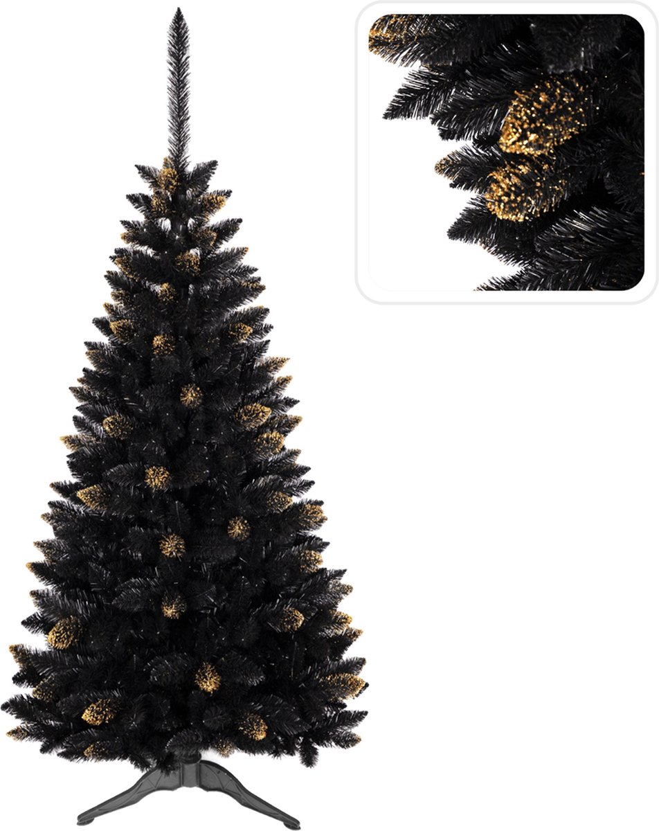 Kunstkerstboom Ghanese Spar Zwart 150 cm PVC Goud