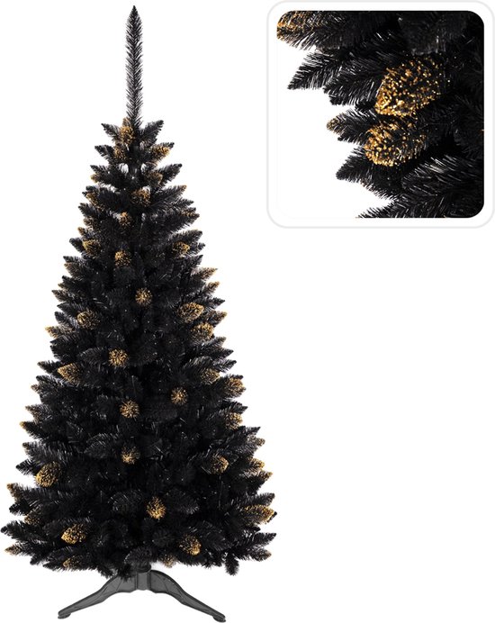 Kunstkerstboom Ghanese Spar Zwart 150 cm PVC Goud
