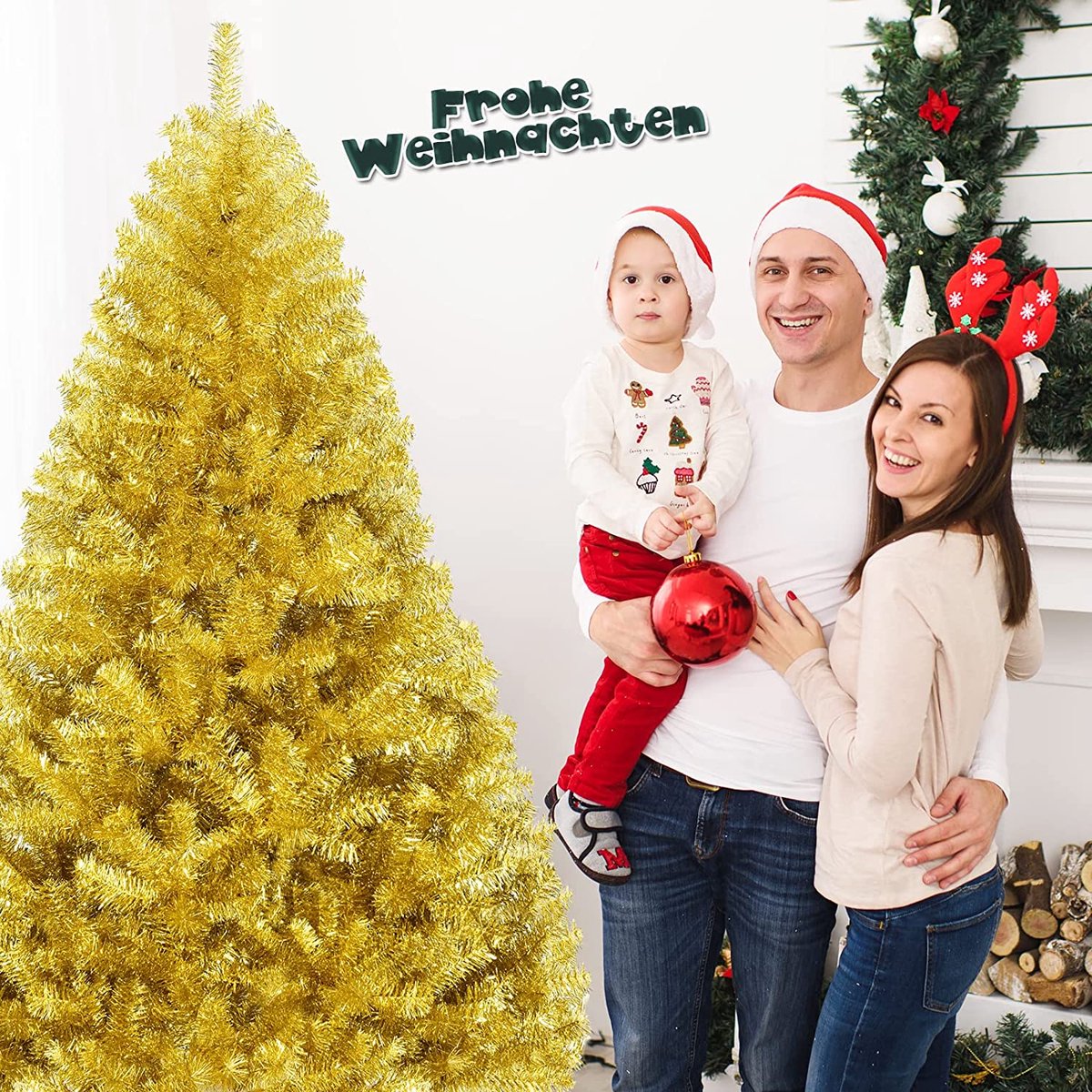 Kunstkerstboom Goud 180 cm Metalen Standaard