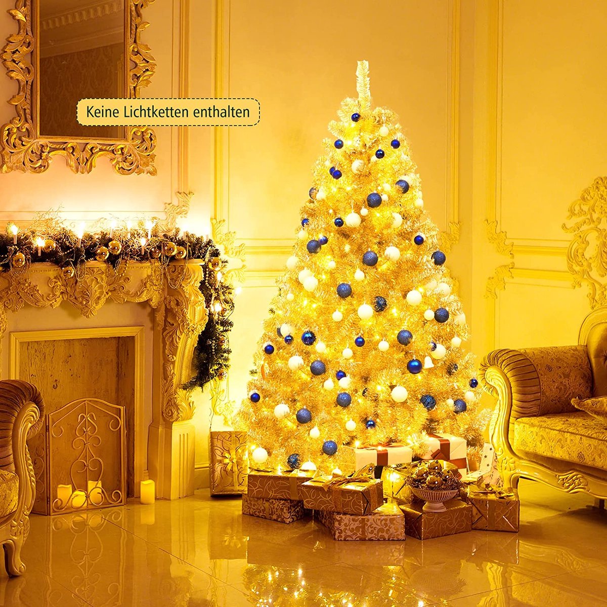Kunstkerstboom Goud 180 cm Metalen Standaard