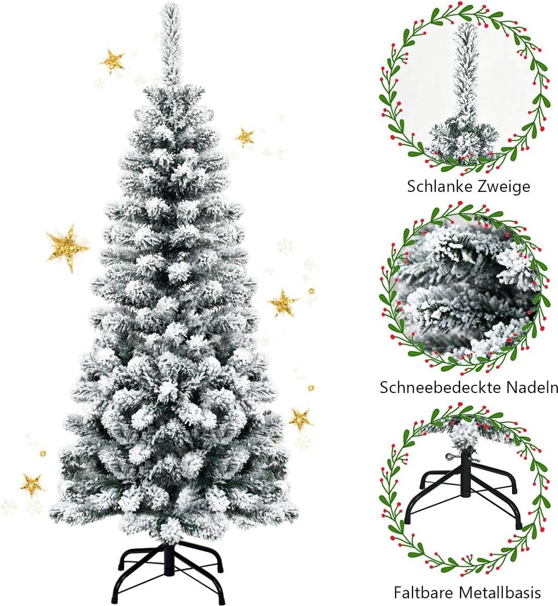 kunstkerstboom groen 135 cm met metalen standaard