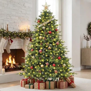 Kunstkerstboom groen 180 cm met led-verlichting