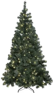 Kunstkerstboom groen 210 cm met 260 warm witte ledverlichting