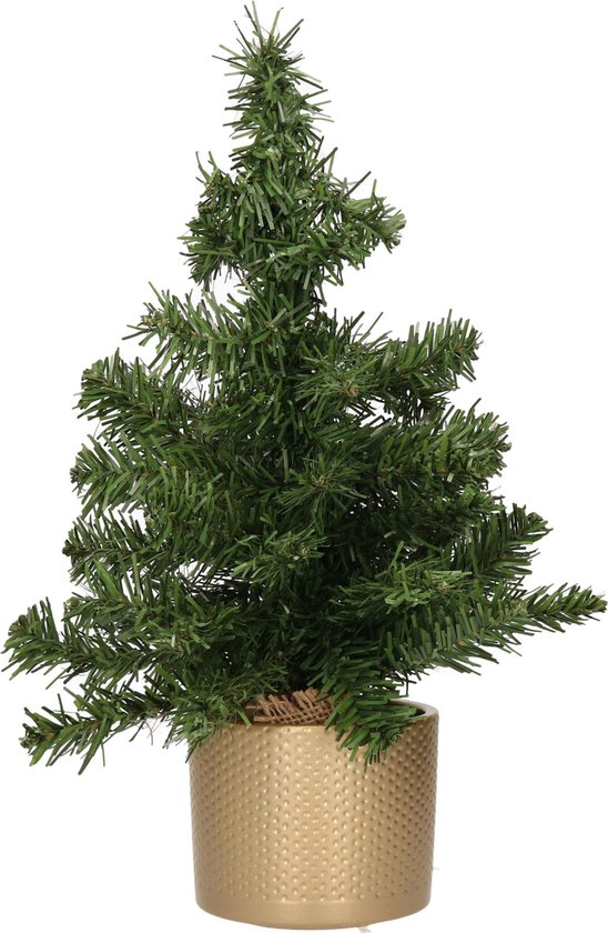 Kunstkerstboom groen 45 cm met gouden pot