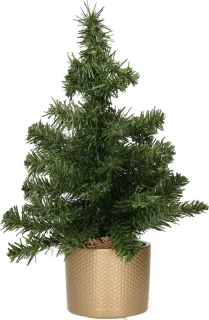 Kunstkerstboom groen 45 cm met gouden pot