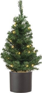 Kunstkerstboom groen mini 60 cm met plantenpot donkergrijs