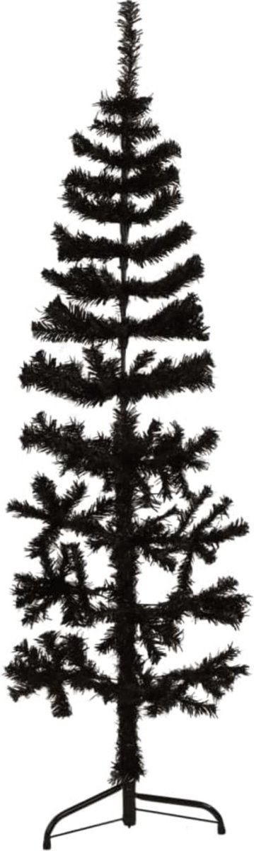 kunstkerstboom half 180 cm zwart met standaard smal