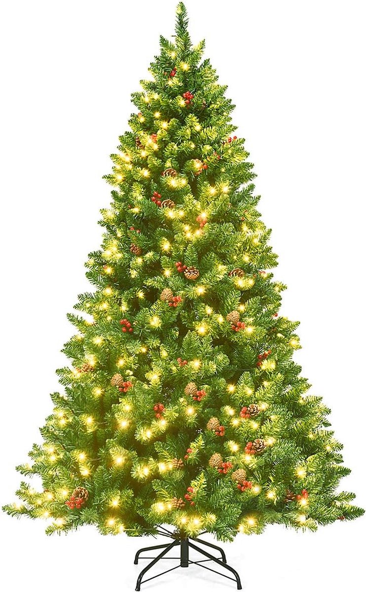 kunstkerstboom kerstboom 200 cm met verlichting en metalen standaard