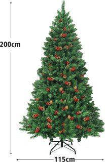 kunstkerstboom kerstboom 200 cm met verlichting en metalen standaard
