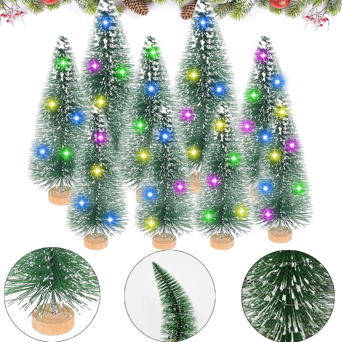 Kunstkerstboom kleine dennenboom met verlichting 9 stuks