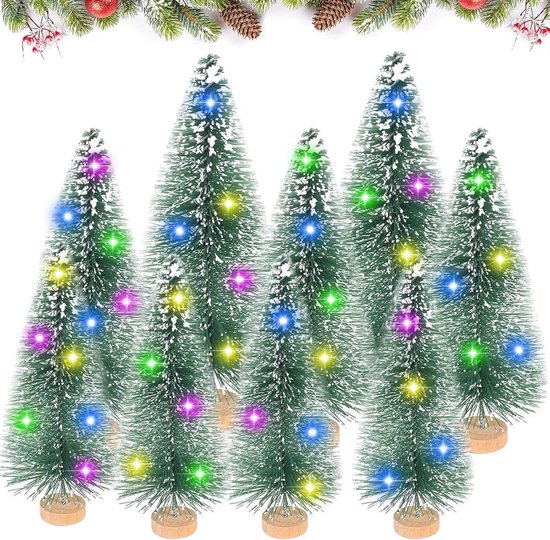 Kunstkerstboom kleine dennenboom met verlichting 9 stuks