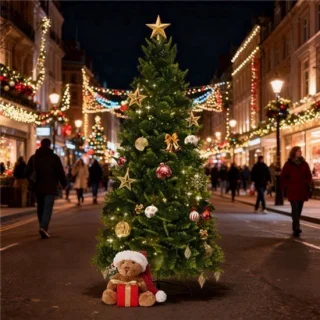Kunstkerstboom – Kunstmatige Kerstboom – LED Kerstboom – Nepspar – Kerstboom 210 cm – Dimbare LED Verlichting – Stevige Metalen Standaard