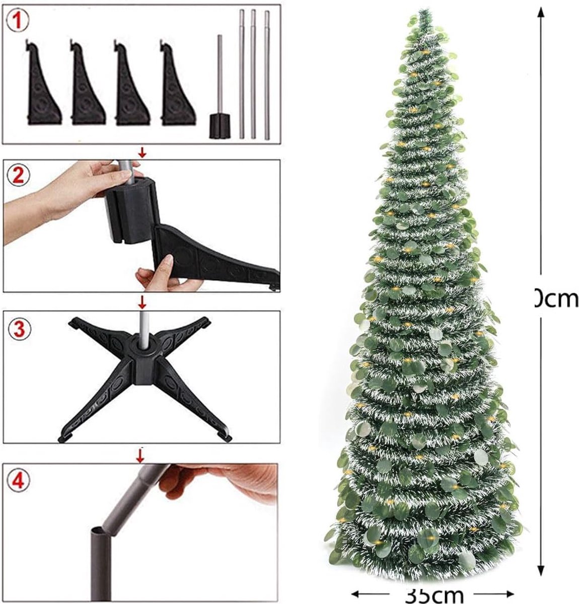 Kunstkerstboom lametta 150 cm groen opvouwbaar