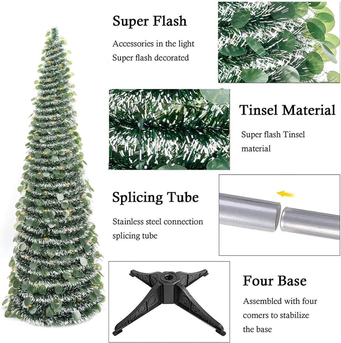 Kunstkerstboom lametta 150 cm groen opvouwbaar