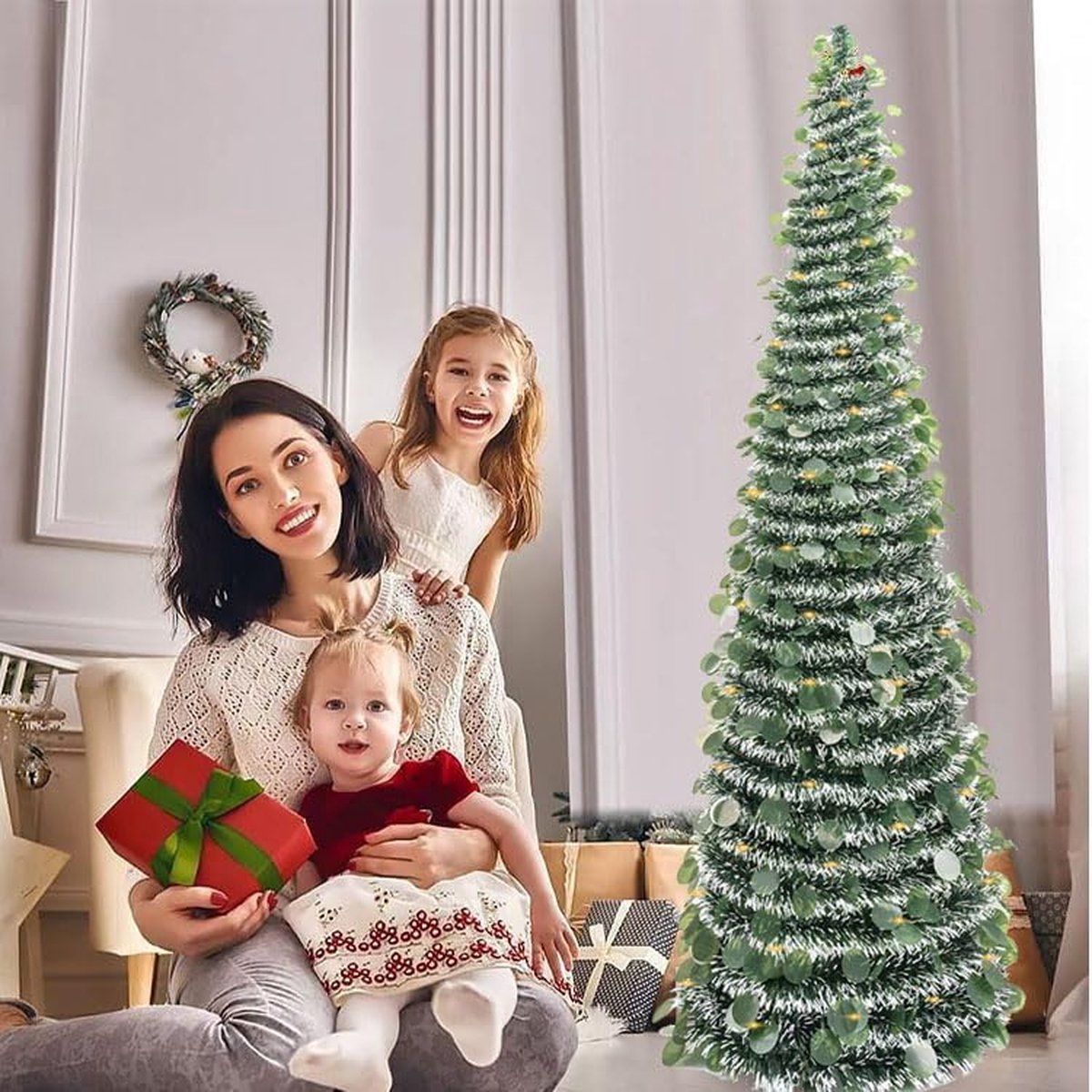 Kunstkerstboom lametta 150 cm groen opvouwbaar