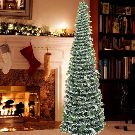 Kunstkerstboom lametta 150 cm groen opvouwbaar