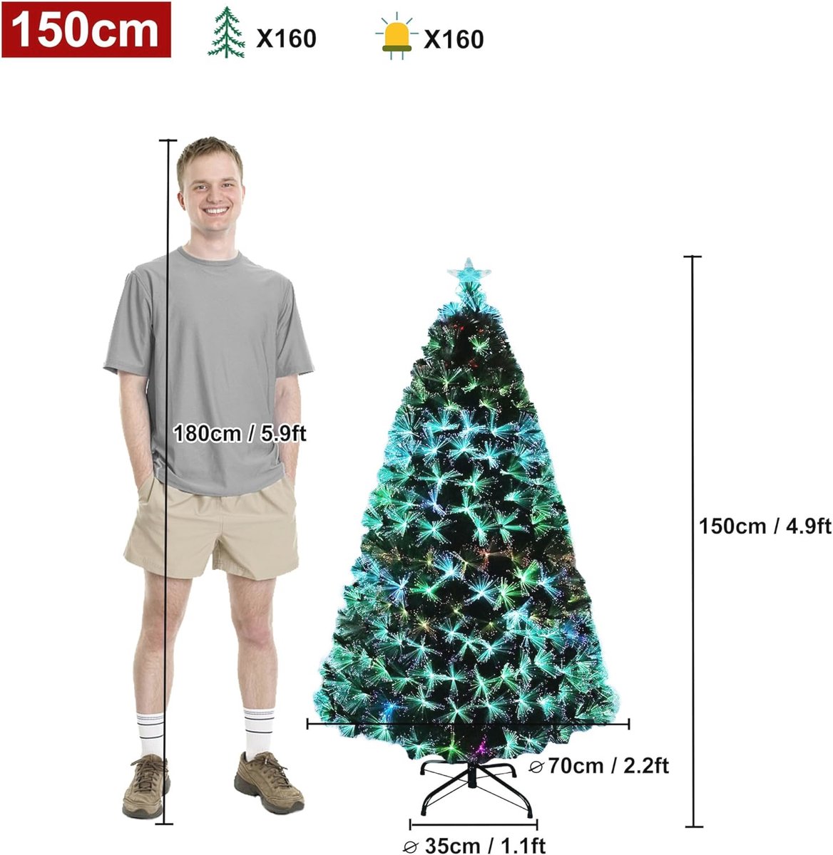 kunstkerstboom led 150 cm