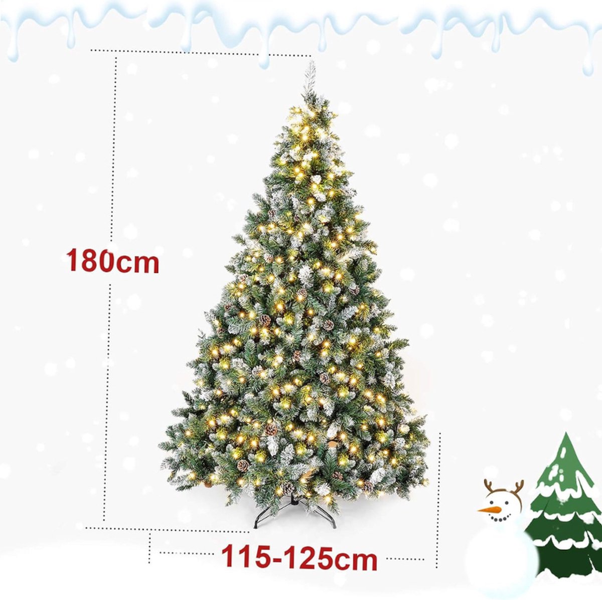 Kunstkerstboom LED 180 cm Wit Sneeuw Energy G