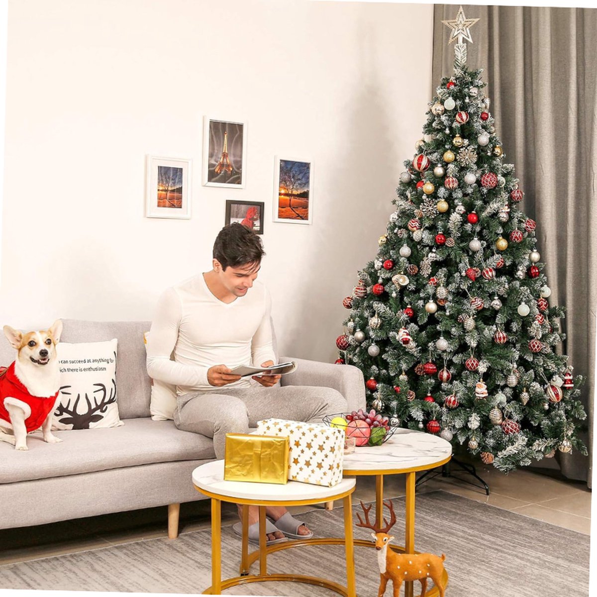 Kunstkerstboom LED 180 cm Wit Sneeuw Energy G