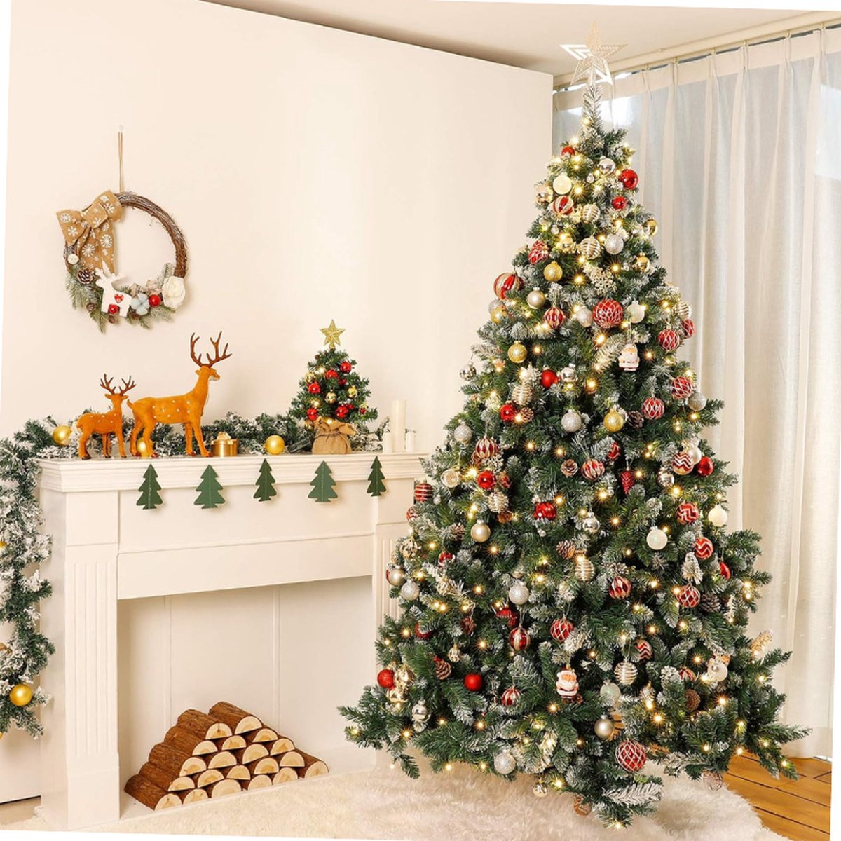 Kunstkerstboom LED 180 cm Wit Sneeuw Energy G