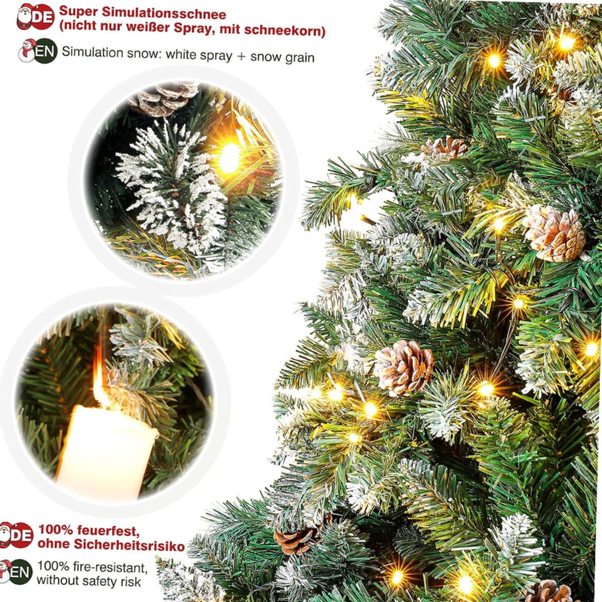 Kunstkerstboom LED 180 cm Wit Sneeuw Energy G