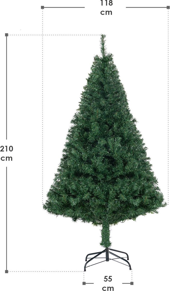 Kunstkerstboom LED 210 cm met voet
