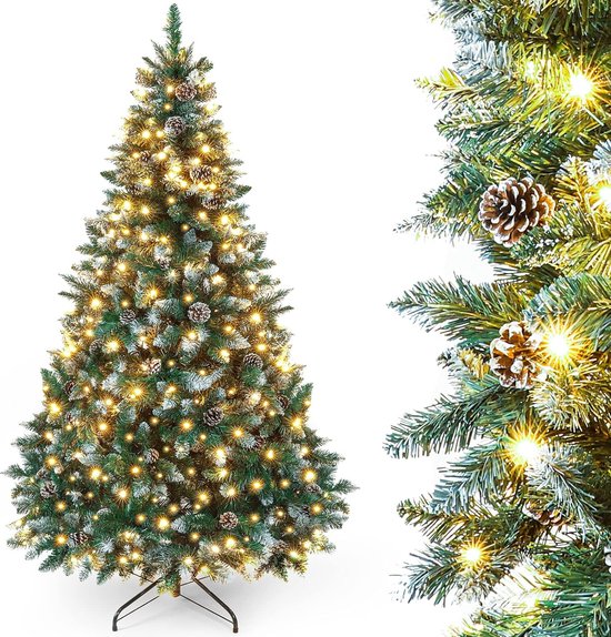 kunstkerstboom LED met dennenappels 150cm