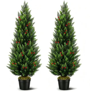 Kunstkerstboom - levensechte dennenboom - groen - 120 cm - 2 stuks