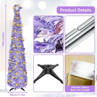 Kunstkerstboom lila - set van 1
