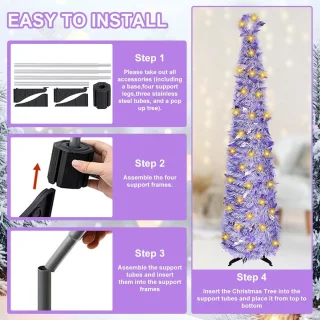 Kunstkerstboom lila - set van 1